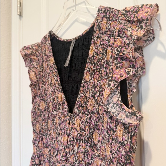 ANTHROPOLOGIE The Peregrine Midi Dress in Purple Pink Printed Smocked S Petite - Picture 6 of 11
